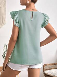 SHEIN 孕婦鏤空蝴蝶袖襯衫