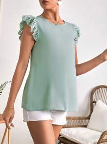 SHEIN 孕婦鏤空蝴蝶袖襯衫