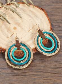 1 对波西米亚风 4 环橙红色和金色合金耳环 - 彩色 - 查看 10