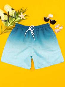 Surfspeed Hombres Shorts de natación con estampado de ombré de cintura con cordón - Azul - Ver 1