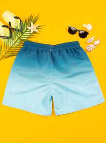 Surfspeed Hombres Shorts de natación con estampado de ombré de cintura con cordón - Azul - Ver 2