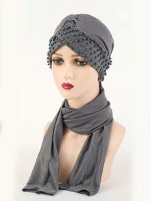 1pc Hijab With Faux Pearl Detail For Women