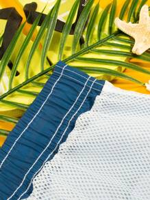 Surfspeed Hombres Shorts de natación con estampado de ombré de cintura con cordón - Azul - Ver 6