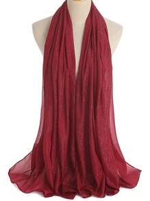 1 Khăn Màu Bạc Lấp Lánh Hình Chữ Nhật Dài Khăn Choàng Polyester Cho Nữ - Màu Đỏ Sâu - Xem 2