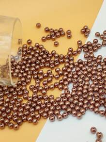 200 hạt ngọc trai giả 6 mm có lỗ thẳng, thích hợp để làm đồ trang sức thời trang cho nam và nữ, phụ kiện tóc tự làm, dây buộc điện thoại di động, hạt trang trí quần áo - Màu nâu Sô-cô-la - Xem 1
