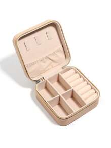 1pc Casual Minimalist Jewelry Box For Women For Jewelry Storage - Beige - View 3