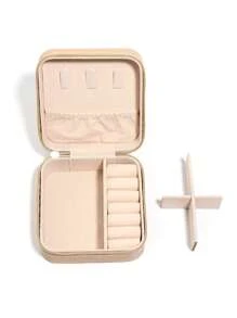 1pc Casual Minimalist Jewelry Box For Women For Jewelry Storage - Beige - View 4