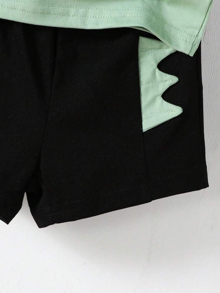 Baby Boy Cartoon Graphic 3D Patched Design Tee & Shorts - Multicolor - View 4