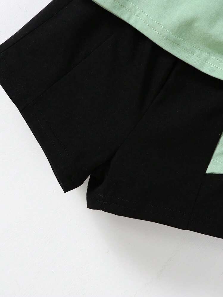 Baby Boy Cartoon Graphic 3D Patched Design Tee & Shorts - Multicolor - View 5