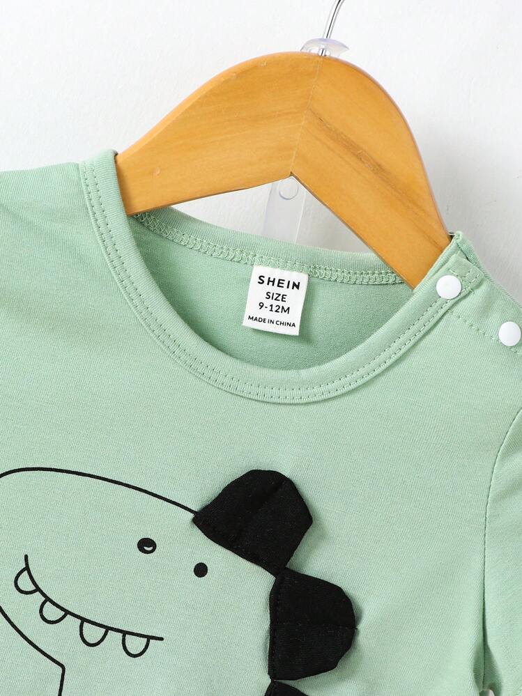 Baby Boy Cartoon Graphic 3D Patched Design Tee & Shorts - Multicolor - View 6