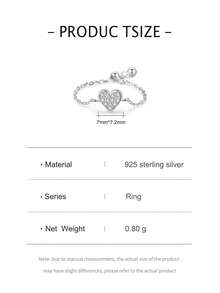 1 Bạc Sang Trọng Đính Đá Cubic Zirconia Trang Trí Trái Tim Chi Tiết Nhẫn Cho Nữ Cho Quà Cưới - Bạc - Xem 4