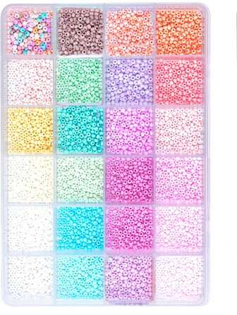 1條彈性水晶線,diy彩色馬卡龍8k-14k玻璃種子珠套件,附隨機24彩馬卡龍色工藝珠,適用於製作珠寶配件,適合diy串珠愛好者(24色隨機)