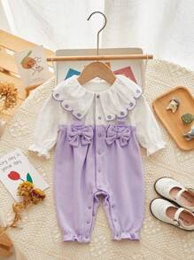 Peninsula Baby 女婴休闲吊带设计连体裤（二合一） - 紫色 - 查看 1