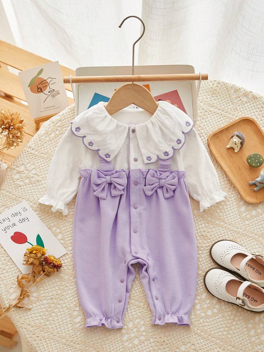 Peninsula Baby 女婴休闲吊带设计连体裤（二合一） - 紫色 - 查看 1