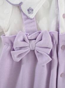 Peninsula Baby 女婴休闲吊带设计连体裤（二合一） - 紫色 - 查看 7