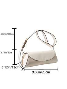 Túi đeo vai trung bình Flap Binding tương phản - trắng - Xem 3