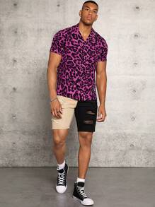 Manfinity VCAY Men Leopard Print Shirt - Purple - View 5