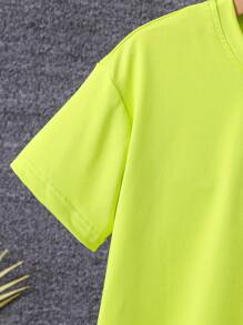 SHEIN Tween Boy Slogan Graphic Tee Without Necklace - Yellow - View 5