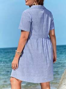 SHEIN VCAY Robe chemise à rayures à bouton