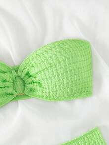 打褶抹胸比基尼泳裝