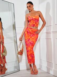 SHEIN BAE 印花後背繫帶掛脖上衣 - 彩色 - 查看 5