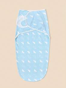 Bebé Manta para envolver con patrón de nube de tela para diariamente - Azul y blanco - Ver 1
