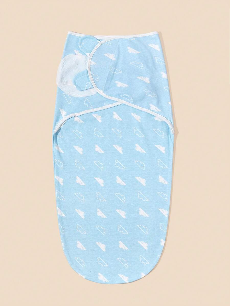 Bebé Manta para envolver con patrón de nube de tela para diariamente - Azul y blanco - Ver 1