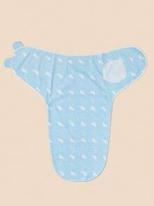 Bebé Manta para envolver con patrón de nube de tela para diariamente - Azul y blanco - Ver 3