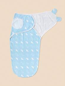 Bebé Manta para envolver con patrón de nube de tela para diariamente - Azul y blanco - Ver 4