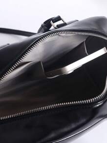 中等的方包素色多口袋 - 黑色 - 查看 5