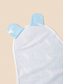 Bebé Manta para envolver con patrón de nube de tela para diariamente - Azul y blanco - Ver 7