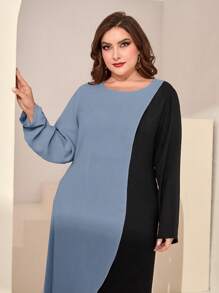 Mulvari Plus Two Tone Asymmetrical Hem Top & Trousers - Multicolor - View 3