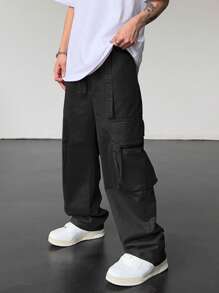 Manfinity EMRG Men Flap Pocket Side Cargo Trousers - Black - View 2