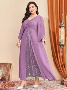 Modelyn Vestido floral fruncido delantero - Morado - Ver 4