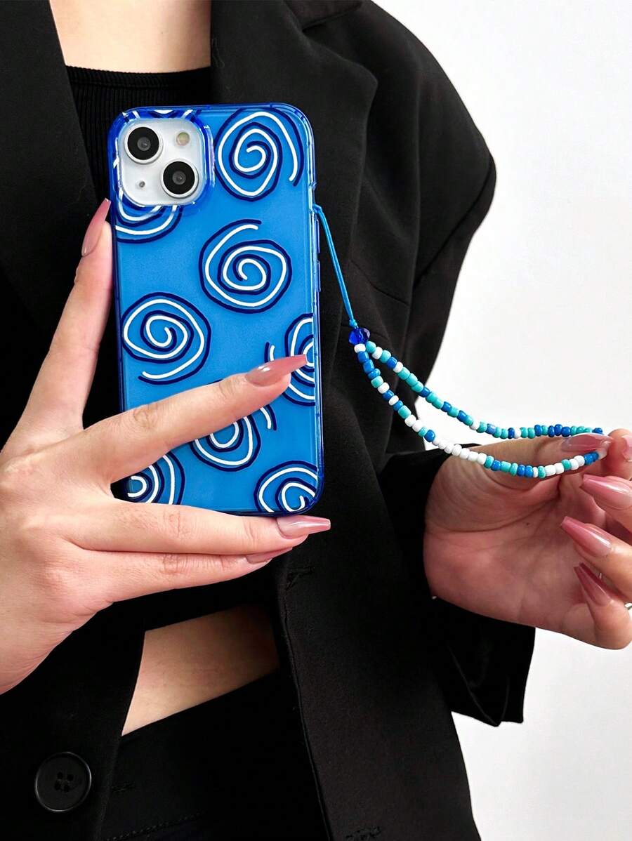 Line Pattern Anti-fall Phone Case With Lanyard - Multicolor - View 1