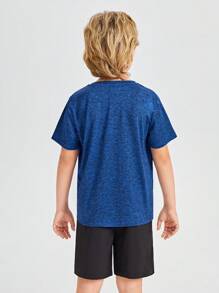 SHEIN Boys Letter Graphic Tee & Shorts - Multicolor - View 3