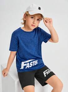 SHEIN Boys Letter Graphic Tee & Shorts - Multicolor - View 6