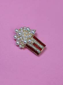 1pc Pearl & Gem Decor Popcorn Brooch, Fashion Jewelry Accessory, Gift For Her - Multicolor - View 8