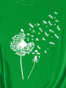 SHEIN LUNE 蒲公英印花T恤 - 綠色 - 查看 4