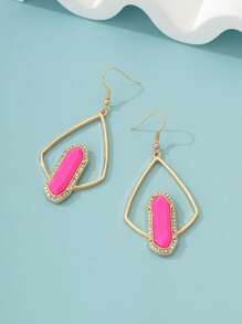 đôi Bông tai thả hình học thời trang dự tiệc cho nữ - Màu Hồng Tươi - Xem 2