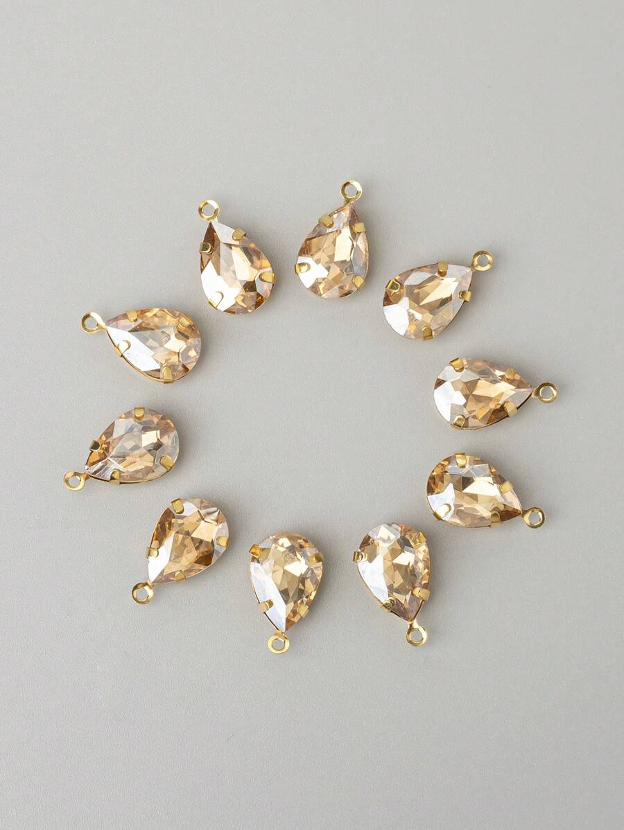 10入組黃色多面水晶玻璃珠子,適用於項鍊,手鍊diy製作 - 黃色 - 查看 1