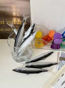1 pieza en forma de pescado Bolígrafo creativo portátil Pluma de escribir para alumno - Multicolor - Ver 1