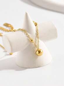 1入組時尚不銹鋼珠子裝飾腳錬適合女士日常裝飾 - 金黃色 - 查看 2