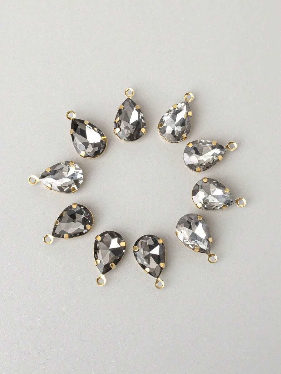 10 Cái/bộ Thời Trang Kim Cương Giả Giọt Nước Tự Làm Mặt Dây Chuyền Nữ Cho Tự Làm Trang Sức Làm - Xám - Xem 1