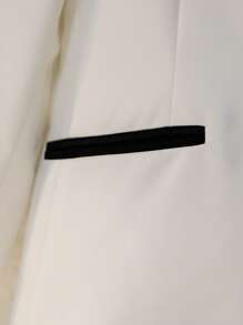 少年款披肩領長袖西裝外套,單排扣背心、褲子和蝴蝶領正式套裝,適用於春秋季節 - 白色 - 查看 9
