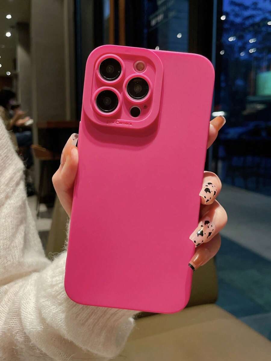 Ốp lưng điện thoại chống rơi, màu trơn, tối giản, cao cấp, tương thích với iPhone 16, 11, 12, 13, 14, 15, XR, 13 ProMax, 7P, 16 Plus, 16 ProMax, 13 Pro, 14 Plus, 15 ProMax, 16, 16 ProMax, chống nước, chống sốc, chống trầy xước - Màu Hồng Tươi - Xem 1