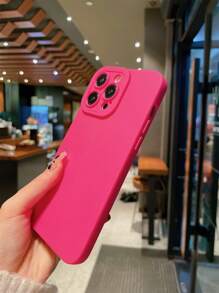 Ốp lưng điện thoại chống rơi, màu trơn, tối giản, cao cấp, tương thích với iPhone 16, 11, 12, 13, 14, 15, XR, 13 ProMax, 7P, 16 Plus, 16 ProMax, 13 Pro, 14 Plus, 15 ProMax, 16, 16 ProMax, chống nước, chống sốc, chống trầy xước - Màu Hồng Tươi - Xem 3