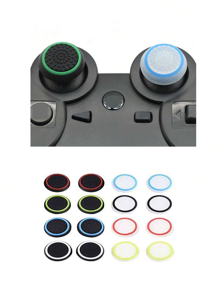 Controller Thumb Silicone Stick Grip Cap Cover Compatible With PS 5 4 3 Compatible With XBOX One/360/Series X Switch Pro Controllers Game Accessories - Multicolor - View 1