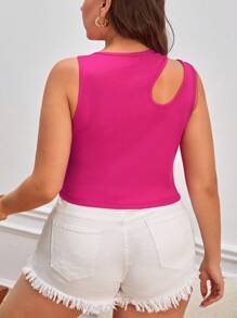 SHEIN Essnce Plus Cut Out Tank Top - Hot Pink - View 2