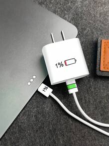 1 set Set de protector de cable de datos & cubierta de cabezal de cargador con patrón de número - Multicolor - Ver 2